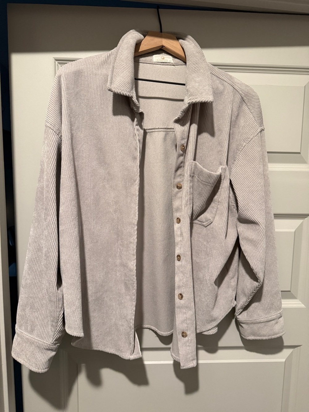 Lizard Thicket Light Gray Corduroy Button-Up Jacket